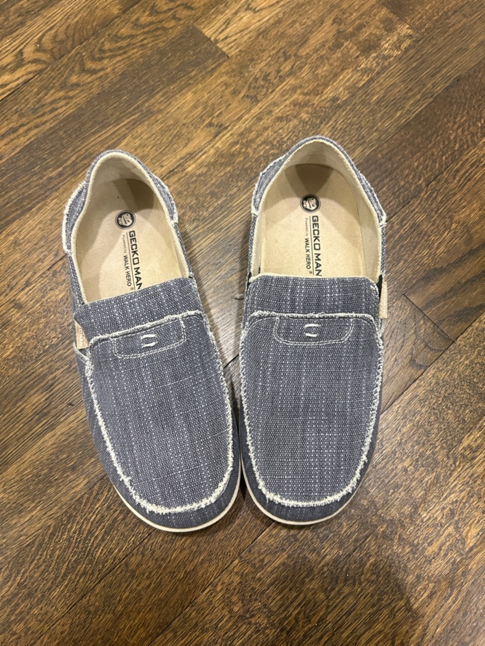 Gecko Man Men’s Gray Canvas Slip-On Loafers